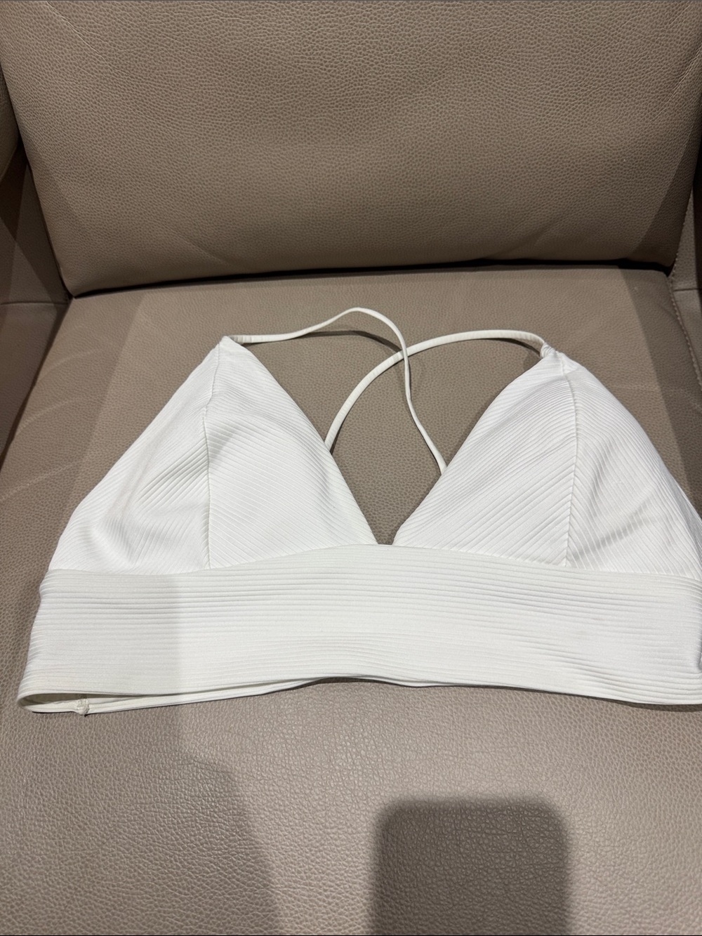 H&M White Ribbed Triangle Bralette / swim